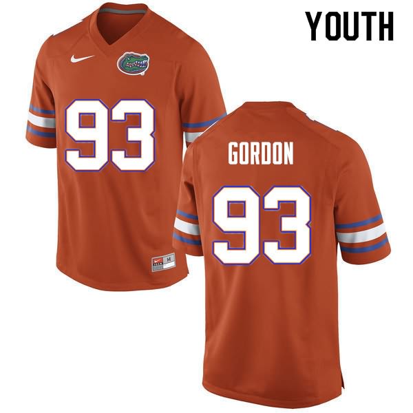 NCAA Florida Gators Moses Gordon Youth #93 Nike Orange Stitched Authentic College Football Jersey SRG2264RN